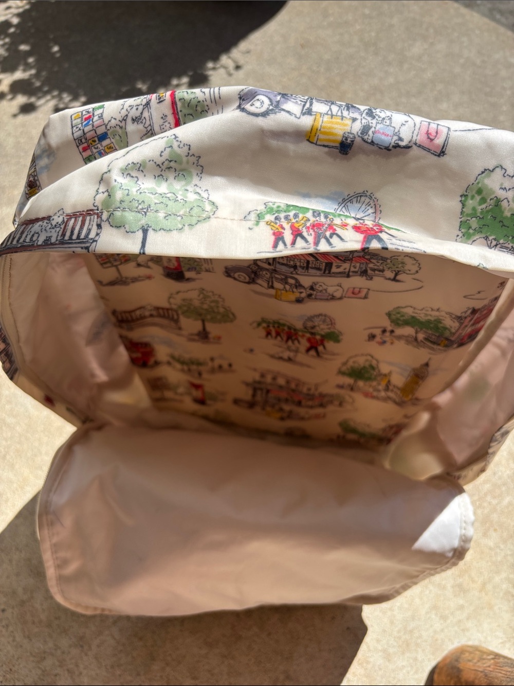 Cath Kidston Mattbackpack featuring whimsical Billie Town print. - Picture 5 of 10